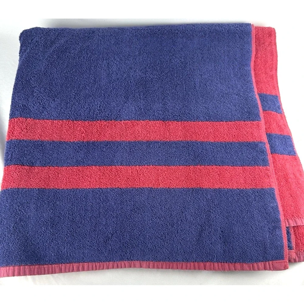 Vintage Polo Ralph Lauren Beach Towel Red Blue Spellout Large USA Cotton RARE